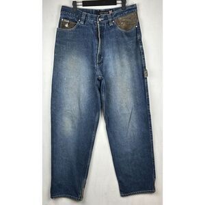 Vintage Johnny Blaze Mens 36 Brown Suede Carpenter Blue Jeans